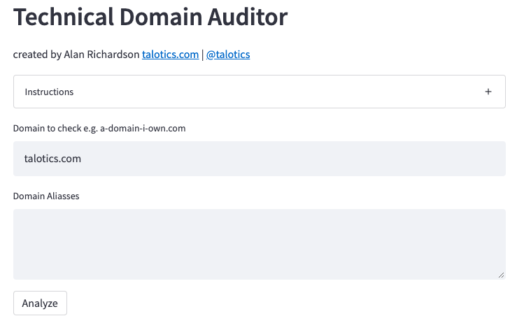 image from Web Domain Technical Audit Tool